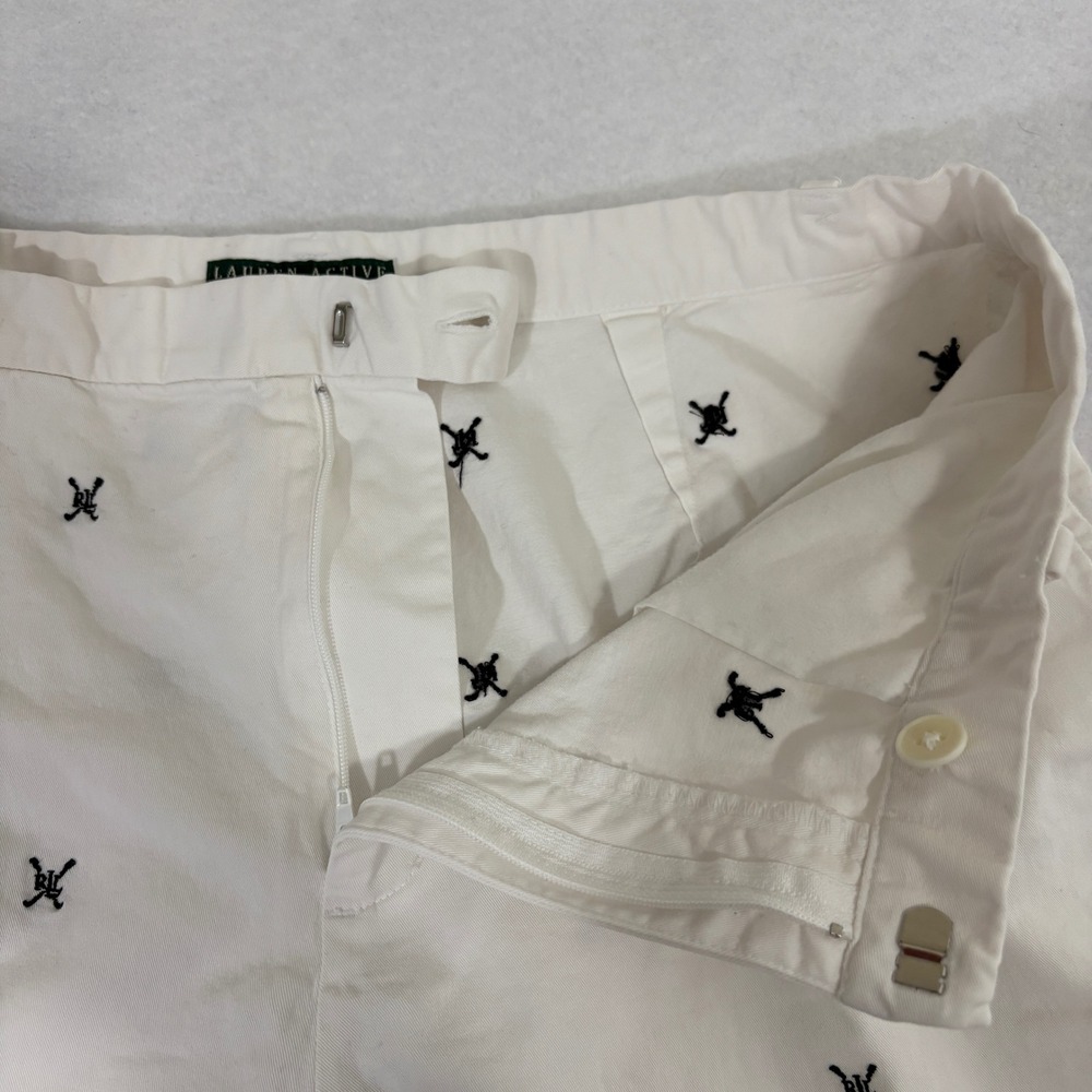 Lauren Active Ralph Lauren White Embroidered‎ Golf Shorts Womens Size 12 - Picture 7 of 12